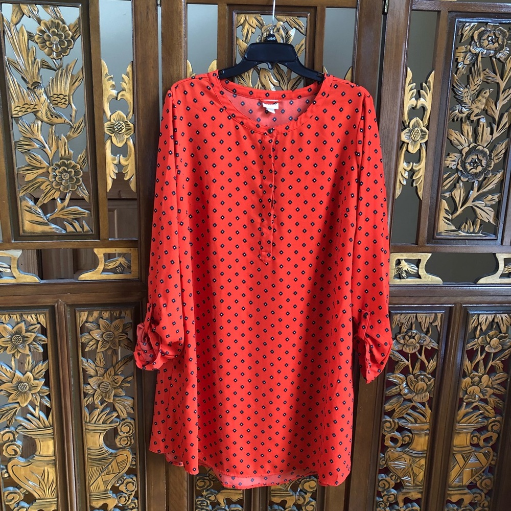Merona Floral Print Long Sleeve Shif Dress